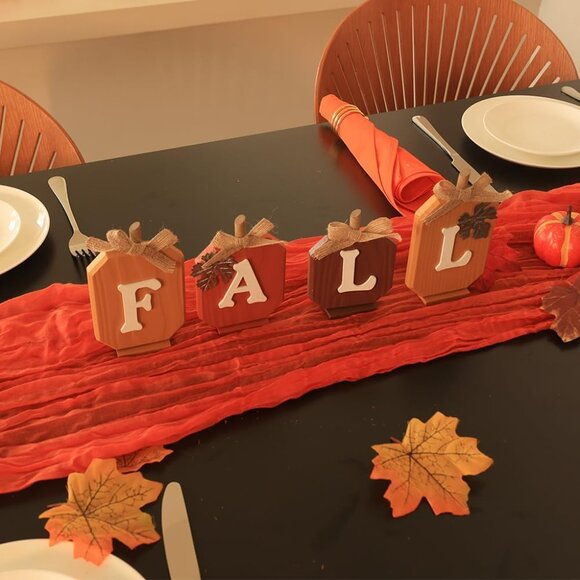 Fall Decorations for Home, Pumpkin Wood Sign with Fall Lettered for Fall Decor, - Picture 4 of 9